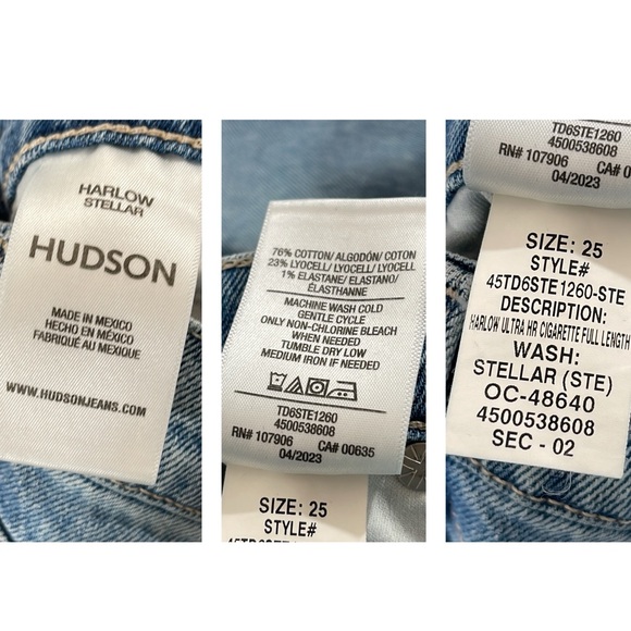 HUDSON JEANS Harlow Split Hem Ultrahigh Waist Cigarette Jeans in Stellar NEW - Picture 10 of 16
